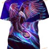 Bald Eagle With American Flag In Neon Style Graphic Printed 3D Shirt