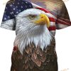 Bald Eagle With American Flag In Sunset 3D Shirt