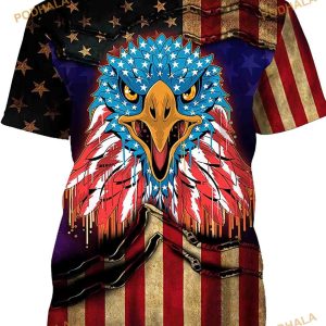 Bald Eagle With American Flag In Neon Style Graphic Printed 3D Shirt -  Bring Your Ideas, Thoughts And Imaginations Into Reality Today