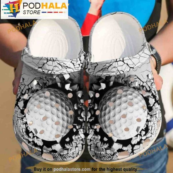 Ball Crack Wall Golf 3D Crocs Clog Shoes, Funny Crocs