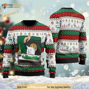 Ballantine Beer Cat Meme Christmas Ugly Sweater Ugly Christmas 3D Sweater