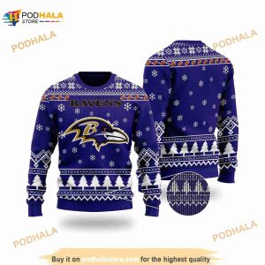 Baltimore Football Ugly Christmas Sweater, Baltimore Raven Ugly Christmas 3D Sweater