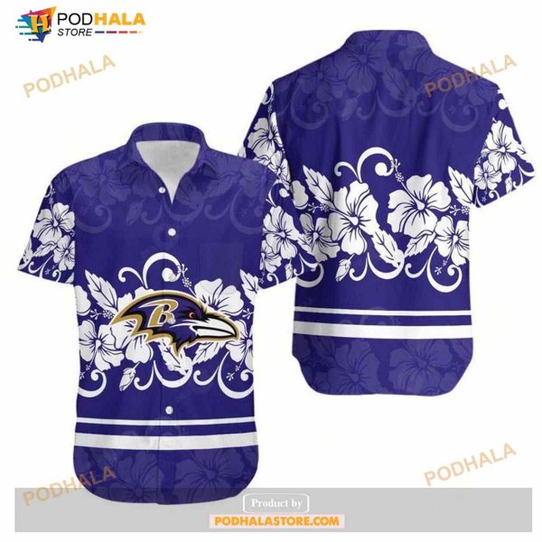 Baltimore Ravens Hibiscus Flowers Hawaii Shirt Summer, Tropical Shirt For Men