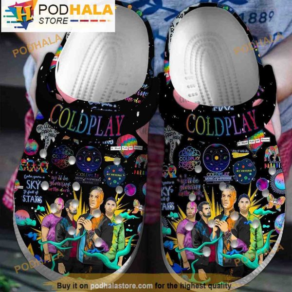Band Coldplay Music Black 3D Crocs Clog Shoes, Funny Crocs