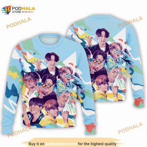 Bangtan Boys Vintage Pop Music Retro Graphic 3D Ugly Sweater