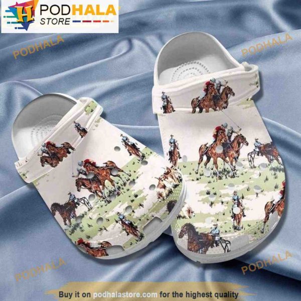 Barrel Racing Horse Riding 3D Crocs, Funny Crocs
