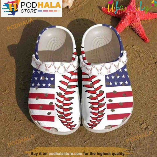 Baseball American 3D Crocs, Funny Crocs