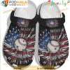 Baseball Ball Falls Usa Daisy America Flag 3D Crocs, Funny Crocs