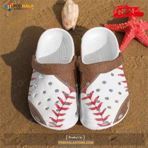Baseball Brown Leather Hot Summer White Crocs Classic Clog Shoes