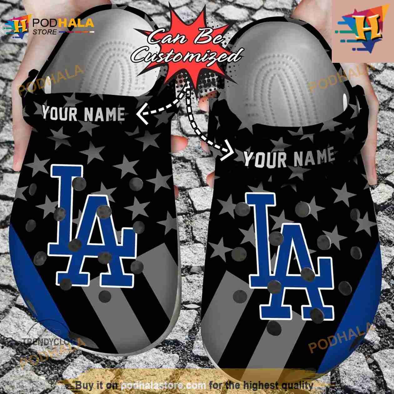 Custom Name And Number Los Angeles Dodgers USA Flag All Over Print Black  Baseball Jersey Shirt