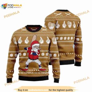 Baseball Ho Ho Homerun Ugly Sweatshirt Christmas 3D Sweater