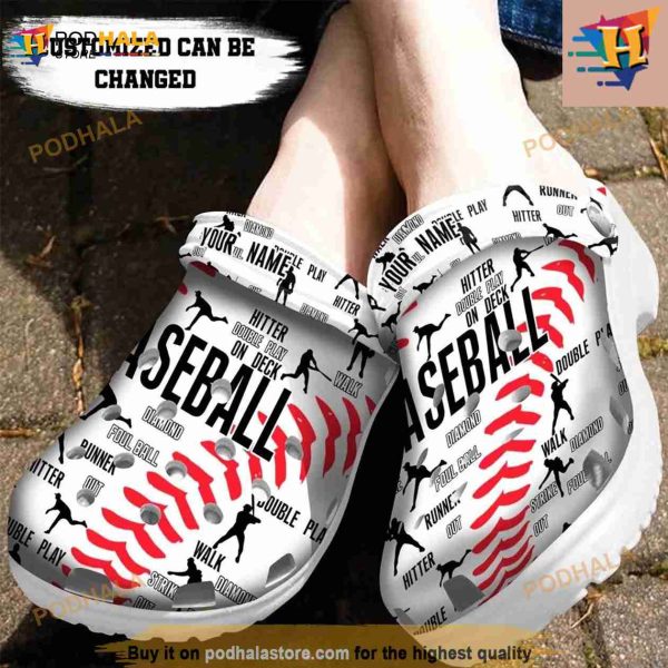Baseball Pattern Clog Shoes Baseball Classic Crocs Clog Shoes