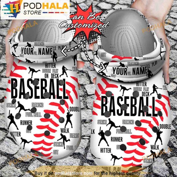 Baseball Pattern Gifts 3D Crocs Clog Shoes, Funny Crocs