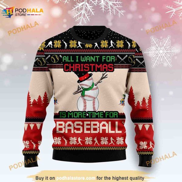 Baseball Snowman Christmas Sweater