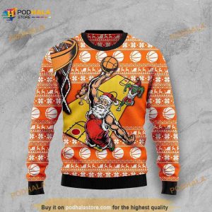 Basketball Lover Cute Gift Funny Santa 3D Christmas Funny Ugly Sweater
