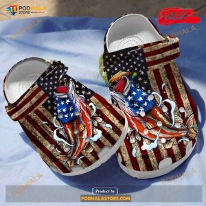 Bass Fish Of American Classic 4th Of July Gifts For Men Women Crocs Clogs Shoes