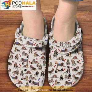 Basset Hound Dog Pattern 3D Crocs, Funny Crocs