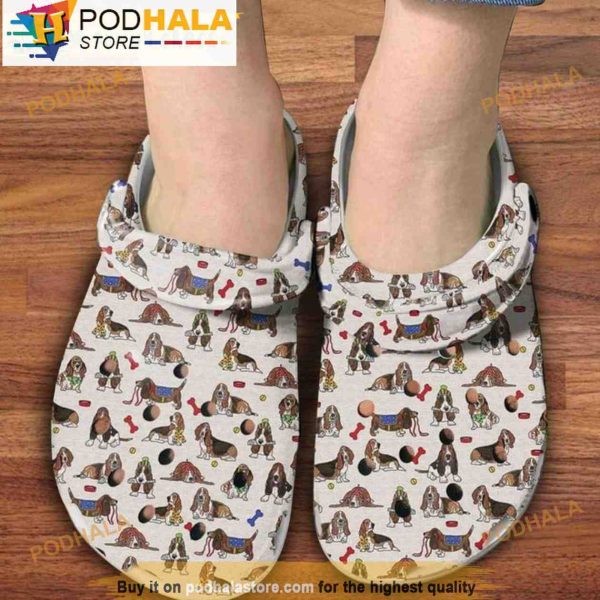 Basset Hound Dog Pattern 3D Crocs, Funny Crocs