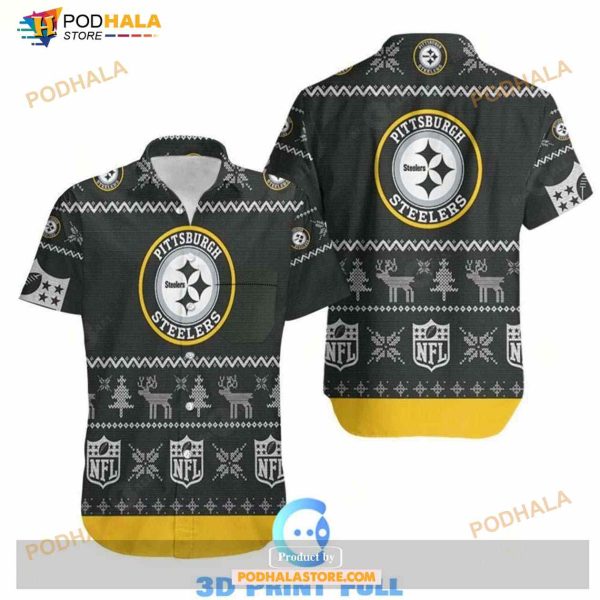 Beach Shirt Pittsburgh Steelers Ugly Christmas All Over Print Printed Sweatshirt Ugly Hawaiian Shirt
