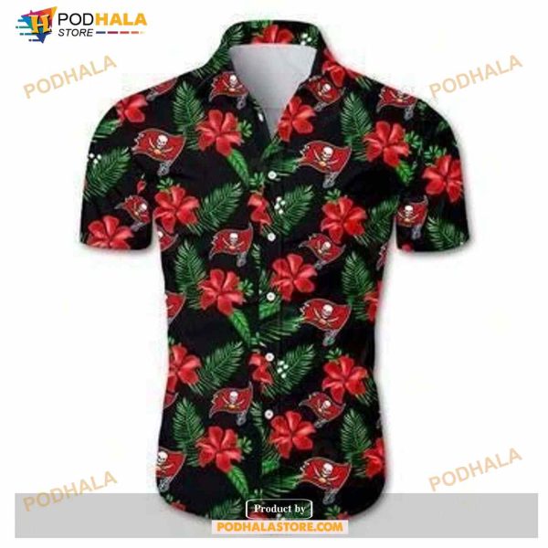 Beach Shirt Tampa Bay Buccaneers Hawaiian All Over Print Shirt Floral Button Up Slim Fit Body- NFL
