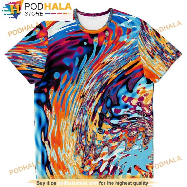 Beach Waves Ocean Wave Effect Abstract Tropical Psychedelic 3D Shirt