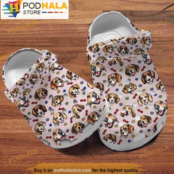 Beagle Head Pattern Dog Croc Shoes, Funny Crocs