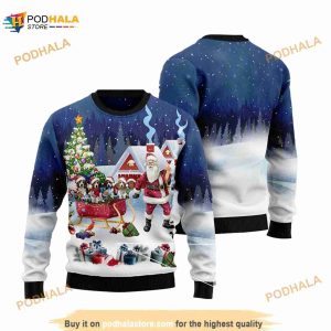 Beagle Santa Sled Ugly Sweatshirt Christmas 3D Funny Ugly Sweater