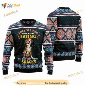 Beagle Snack Ugly Sweatshirt Christmas 3D Funny Ugly Sweater