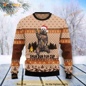 Bear Beer Campfire Fuh Cup Wool Ugly 3D Funny Ugly Sweater