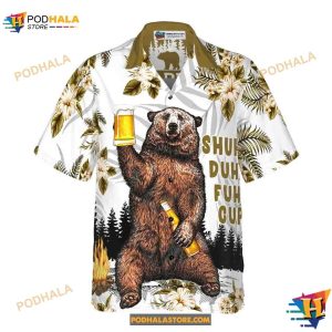 Bear Drinks Beer, I Hate People, Colorful Summer Hawaiian Shirt For Men Women