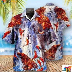 Bear Fighting And Dancing In Waterfall Hawaiian Shirt Gift Ideas For Bear Lovers 2