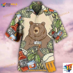 Bear I Drink Bourbon Hawaiian Shirt, Gift Ideas For Bear Lovers