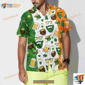 Beard Saint Patrick's Day Seamless Pattern Hawaiian Shirt Gift Ideas For Bear Lovers 4