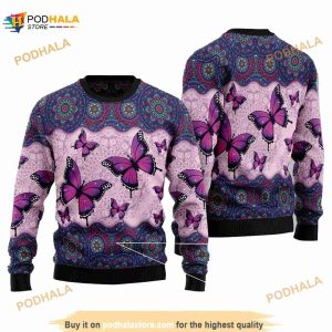 Beautiful Butterfly Ugly Sweatshirt Christmas 3D Funny Ugly Sweater