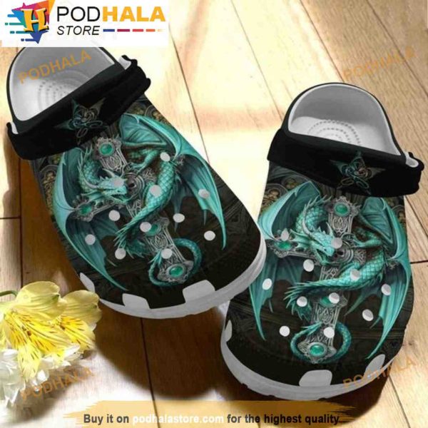 Beautiful Green Dragon 3D Crocs, Funny Crocs