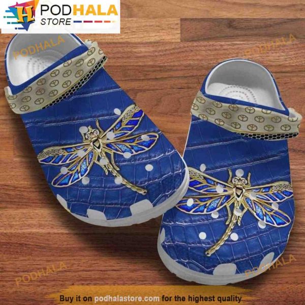 Beautiful Love Gift Dragonfly 3D Crocs, Funny Crocs