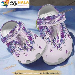 Beautiful Purple Flower Dragon 3D Crocs, Funny Crocs
