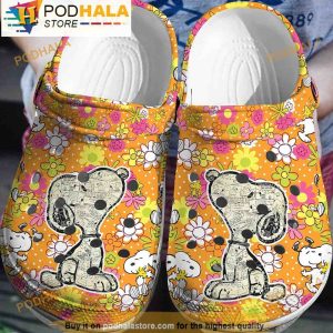 Beautiful Snoopy Colorful Flower Pattern 3D Crocs Clog, Funny Crocs