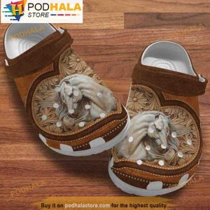 Beautiful White Horse 3D Crocs, Funny Crocs