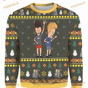 Beavis Butthead Xmas Rock Ugly Christmas 3D Funny Ugly Sweater