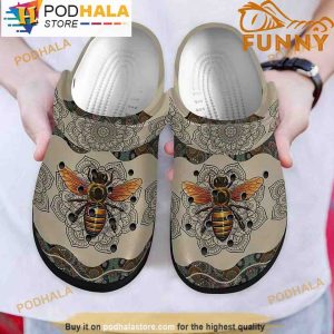Bee Grey 3D Crocs, Funny Crocs