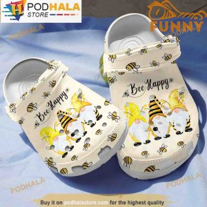 Bee Happy Gnomes 3D Crocs, Funny Crocs