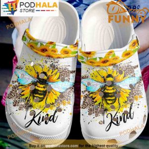Bee Kind Sunflower 3D Crocs, Funny Crocs