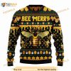 Bee Merry Christmas Pattern Black 3D Funny Ugly Sweater