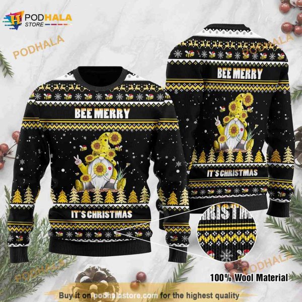 Bee Merry It’s Christmas Gnome 3D Ugly Christmas Sweater