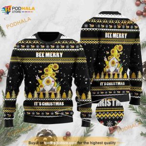 Bee Merry It's Christmas Gnome Christmas Funny Ugly Sweater