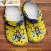 Bee Sunflower Blue Floral 3D Crocs, Funny Crocs