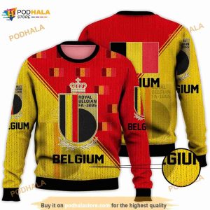 Belgium National Soccer Team Qatar World Cup Champions Soccer Team 3D Funny Ugly Sweater