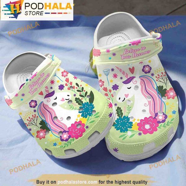 Believe In Dreams Unicorn 3D Crocs, Funny Crocs