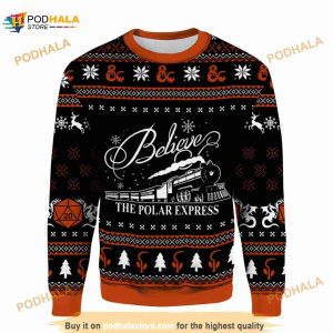 Believe Polar Express 3D Funny Ugly Sweater
